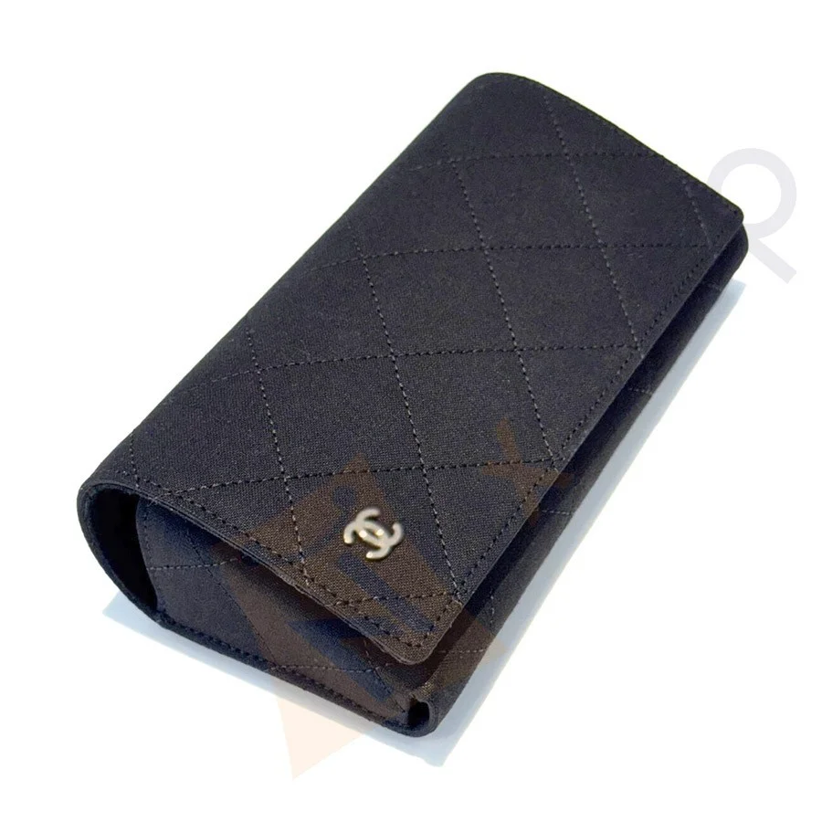Soft Quilted Fabric Black Case for Sunglasses Eyeglasses w/ CleaningCloth & Box 2