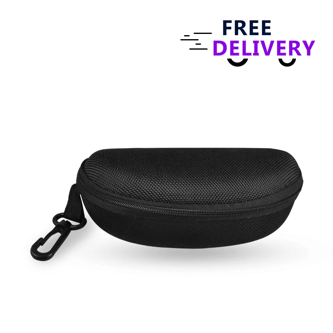 Sunglasses Case Hard Glasses Eyeglasses Shell Large Travel Zipper Clam With Clip